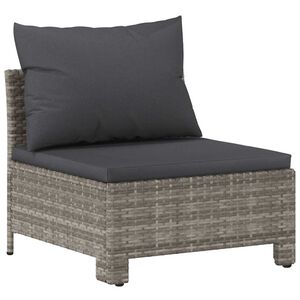 vidaXL Garden Middle Sofa with Cushion Grey Poly Rattan