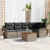 vidaXL Garden Sofa Set with Storage 6 pcs Grey Poly Rattan