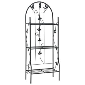 vidaXL Plant Rack | Black | Powder-coated iron | Medium | Decorative Inlays
