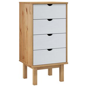 vidaXL Drawer Cabinet OTTA Brown&White 45x39x90cm Solid Wood Pine