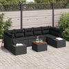 vidaXL Garden Sofa Set with Cushion 8 pcs Black Poly Rattan