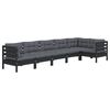 vidaXL 6 Piece Garden Lounge Set with Cushions Black Pinewood