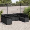 vidaXL Garden Sofa Set with Cushion 9 pcs Black Poly rattan