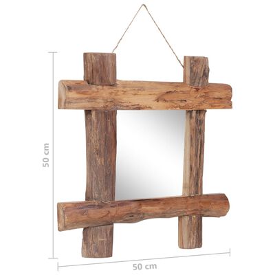 vidaXL Log Mirror Natural 50x50 cm Solid Reclaimed Wood