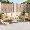 vidaXL 4 Piece Garden Lounge Set with Cushions Mix Beige Poly Rattan