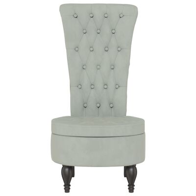 vidaXL High Back Chair Light Grey Velvet Button Design