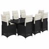 vidaXL 9 Piece Garden Bistro Set with Cushions Black Poly Rattan