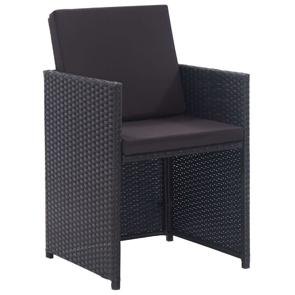 vidaXL 15 Piece Outdoor Dining Set with Cushions Poly Rattan Black