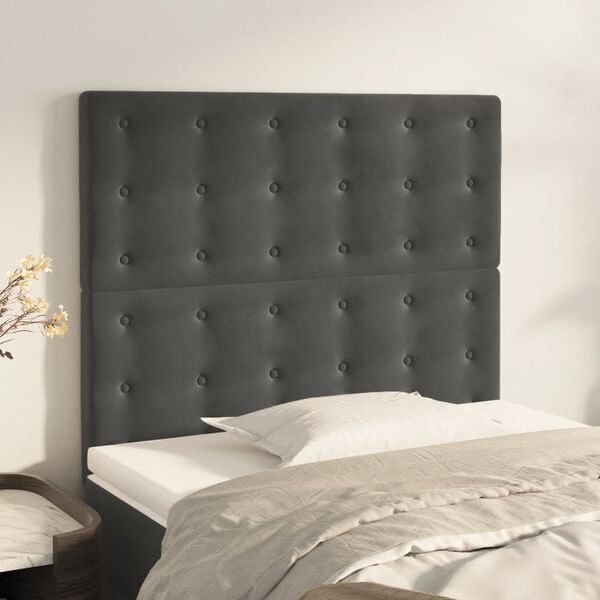 vidaXL Headboard Dark Grey 100x5x118/128 cm Velvet
