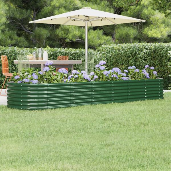 vidaXL Garden Raised Bed Galvanised Steel 296x80x36 cm Green