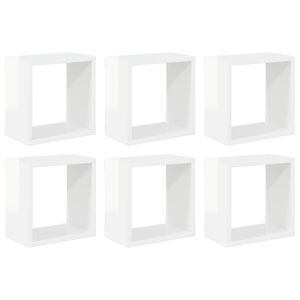 vidaXL Wall Cube Shelves 6 pcs High Gloss White 26x15x26 cm