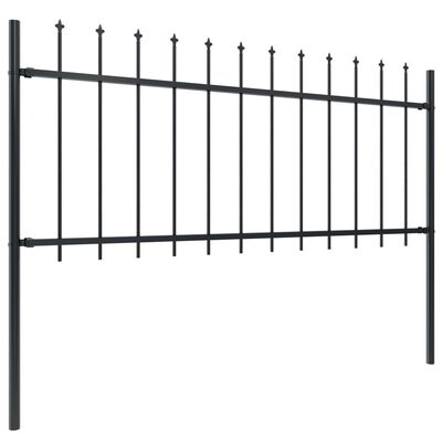 vidaXL Garden Fence with Spear Top Steel 15.3x0.8 m Black