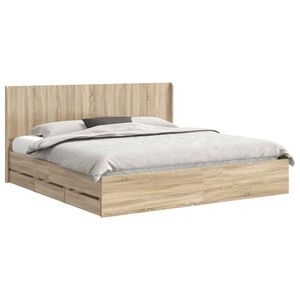 vidaXL Bed Frame with Storage and Headboard Sonoma Oak 180 x 200 cm