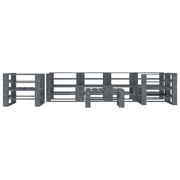 vidaXL 7 Piece Garden Pallet Lounge Set Wood Grey
