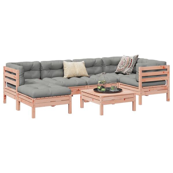 vidaXL 7 Piece Garden Sofa Set with Cushions Solid Wood Douglas Fir