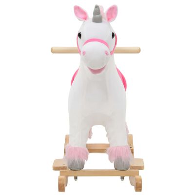 vidaXL Rocking Animal Unicorn Plush 65x32x58 cm White and Pink