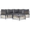 vidaXL 5 Piece Garden Lounge Set with Cushions Anthracite Poly Rattan