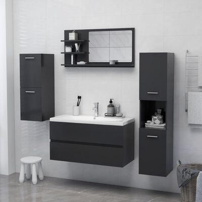 vidaXL Bathroom Mirror Grey 90x10.5x45 cm Engineered Wood