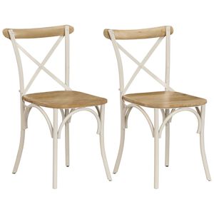 vidaXL Cross Chair | Set of 2 | White | Solid mango wood, Steel | Adult