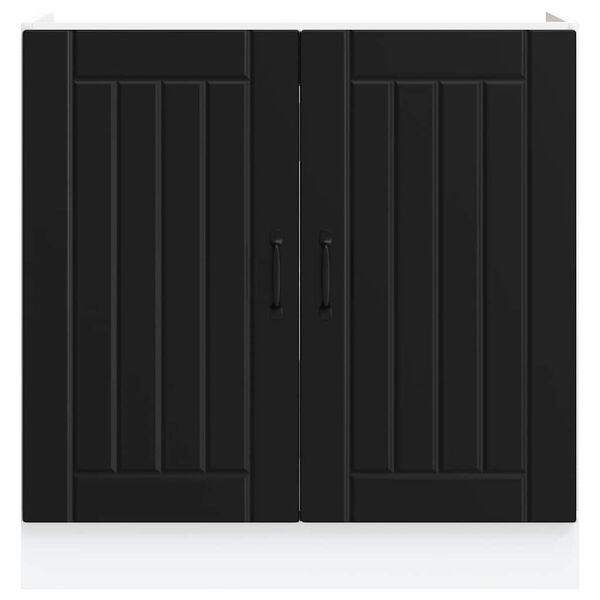 vidaXL Sink Base Cabinet Lucca Black Engineered Wood