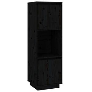 vidaXL Highboard | Black | Solid pine wood | 38x35x117 cm | Doors | Highboard