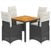 vidaXL 5 Piece Garden Bistro Set with Cushions Black Poly Rattan