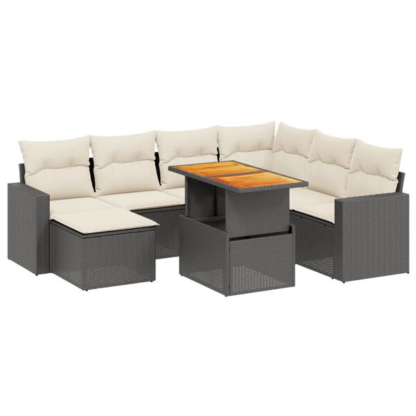 vidaXL 8 Piece Garden Sofa Set with Cushions Black Poly Rattan