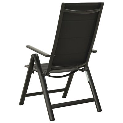 vidaXL Folding Garden Chairs 2 pcs Textilene and Aluminium Black