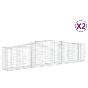 vidaXL Arched Gabion Baskets 2 pcs 400x50x80/100 cm Galvanised Iron
