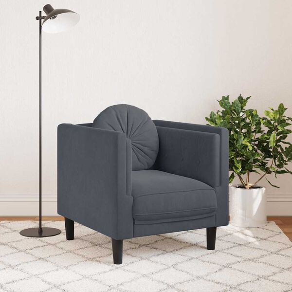 vidaXL Sofa Chair with Cushion Dark Grey Velvet