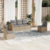 vidaXL 5 Piece Garden Sofa Set with Cushions Beige Poly Rattan