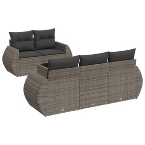 vidaXL 6 Piece Garden Sofa Set with Cushions Grey Poly Rattan