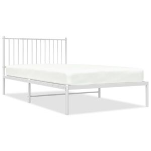 vidaXL Metal Bed Frame without Mattress with Headboard White 107x203cm