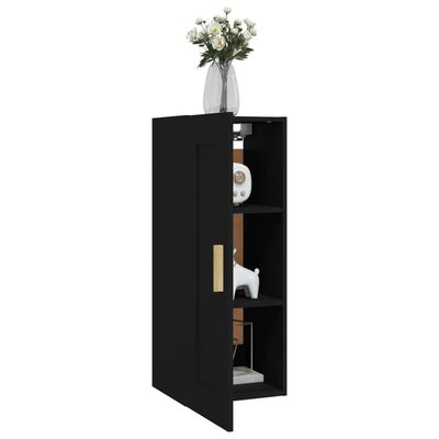 vidaXL Wall Cabinet Black 35x34x90 cm Engineered Wood