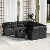 vidaXL Garden Sofa Set 9 pcs Black Poly Rattan and Steel and Glass