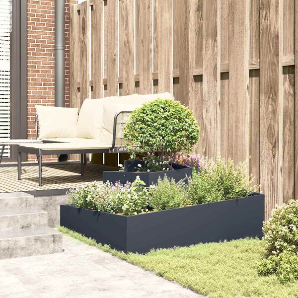 vidaXL Garden Planter Anthracite 100 x 100 x 50 cm Cold-rolled Steel