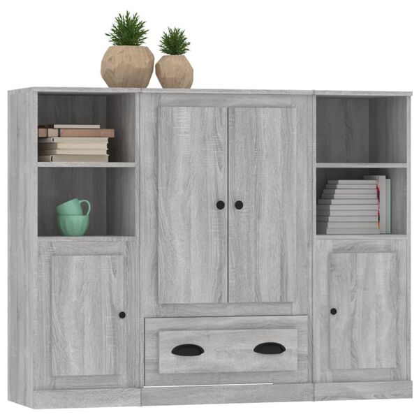 vidaXL Highboards 3 pcs Grey Sonoma Engineered Wood