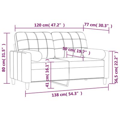 vidaXL 2-Seater Sofa with Pillows and Cushions Light Grey 120 cm Fabric