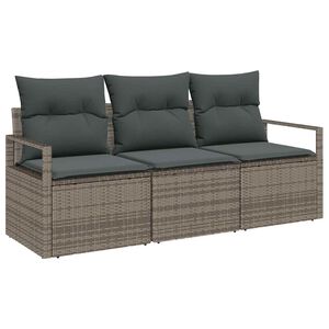 vidaXL Garden Sofa Set 3 pcs Grey Poly Rattan
