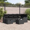 vidaXL Garden Sofa Set with Cushion 7 pcs Black Poly rattan