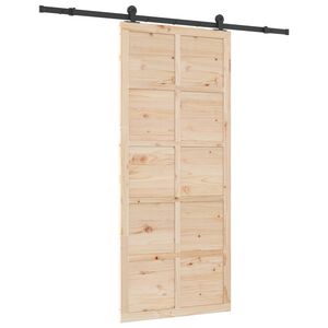 vidaXL Sliding Door 100 x 208 cm Solid Pine Wood Natural