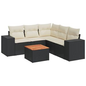 vidaXL 6 Piece Garden Sofa Set with Cushions Black Poly Rattan