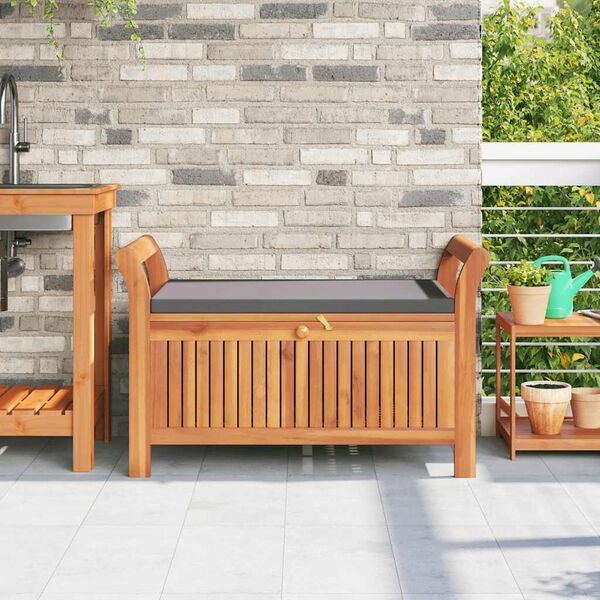 vidaXL Garden Storage Bench with Cushion 91 cm Solid Wood Acacia