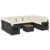 vidaXL 10 Piece Garden Sofa Set with Cushions Black Poly Rattan