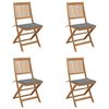 vidaXL Folding Chairs 4 pcs with Cushions Solid Acacia Wood