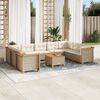 vidaXL 10 Piece Garden Sofa Set with Cushions Beige Poly Rattan