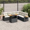 vidaXL 6 Piece Garden Sofa Set with Cushions Black Poly Rattan Acacia