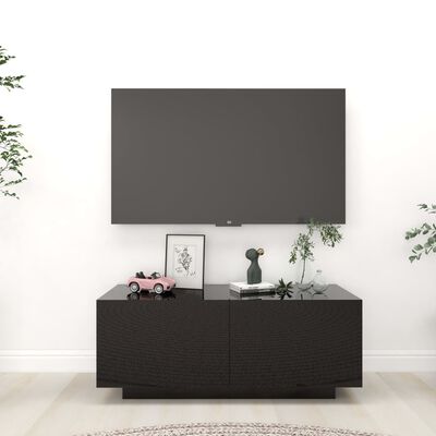 vidaXL TV Cabinet High Gloss Black 100x35x40 cm Engineered Wood