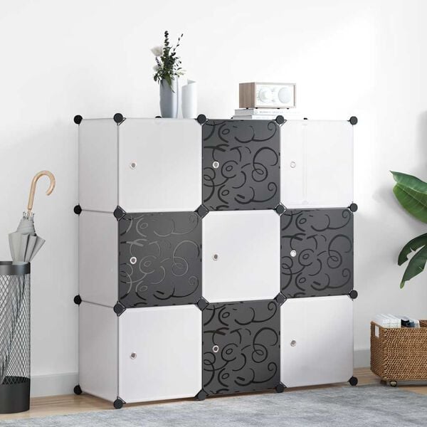 vidaXL Storage Cube Organiser with 9 Compartments Black and White