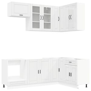 vidaXL Kitchen Unit PORTO 8 pcs High Gloss White Engineered Wood
